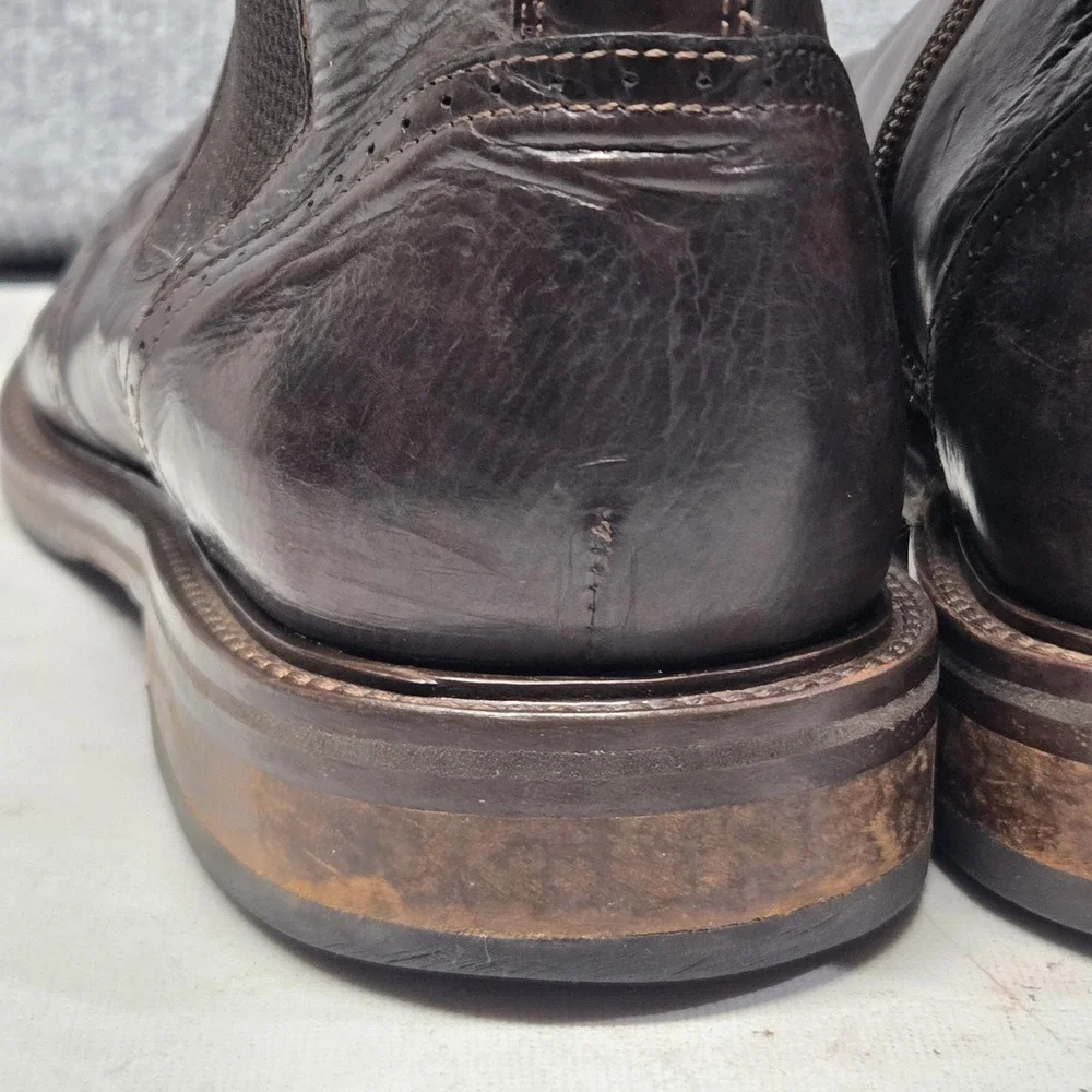J&M Johnston & Murphy 1850 Collection Italy Brown Brogue Chelsea Side Zip Rare